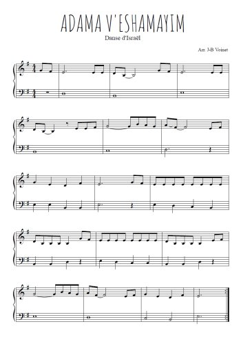 Téléchargez l'arrangement pour piano de la partition de Adama v'eshamayim en PDF